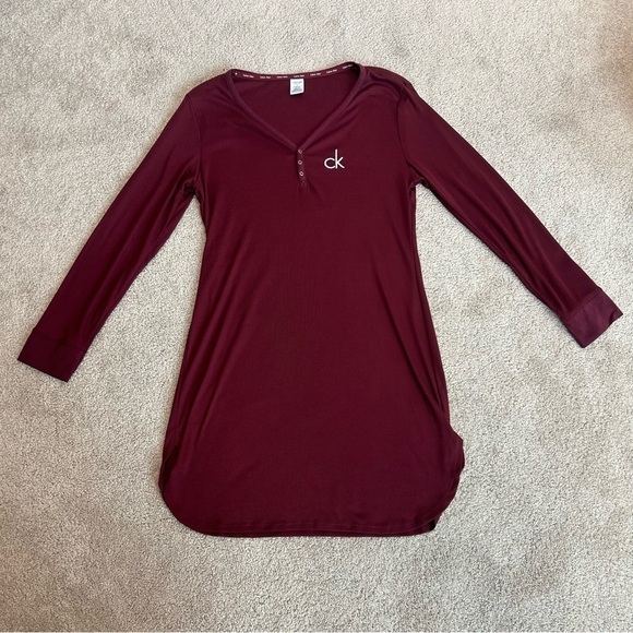 Calvin Klein Women’s Burgundy Red Ribbed Knit Night Shirt  Sz M NWT - Picture 6 of 14